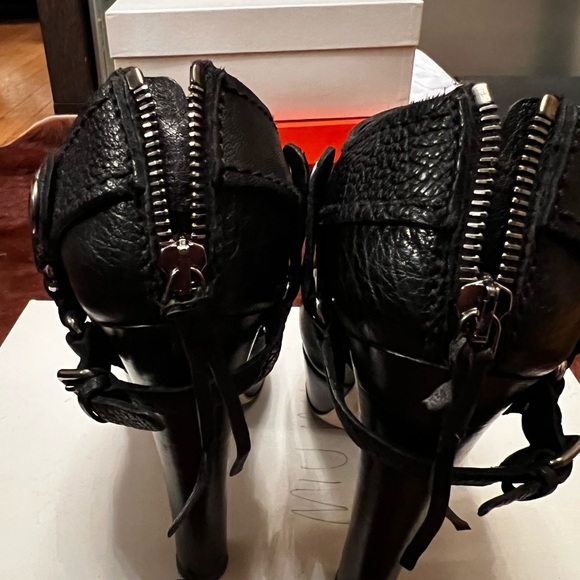 Miu Miu high heel platform zippered biker booties 8 - Picture 12 of 15